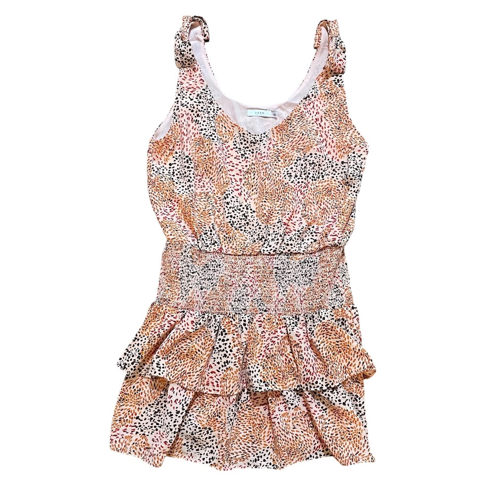 Lush Women's Sleeveless Ruffle Mini Dress Cream Multi Dot Print Cute